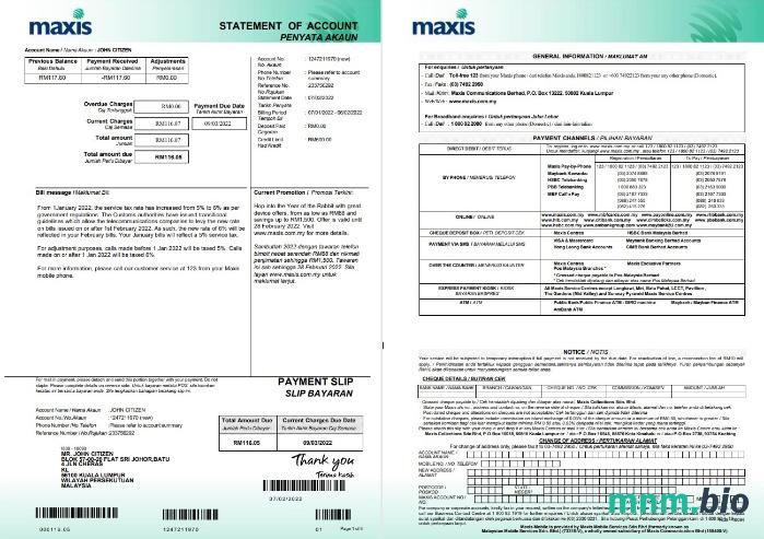 Malaysia Bank Muamalat szablon wyciągu z konta bankowego w programie Word i PDF